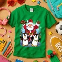 Penguin Dance With Santa Kids T-Shirt thumb 3