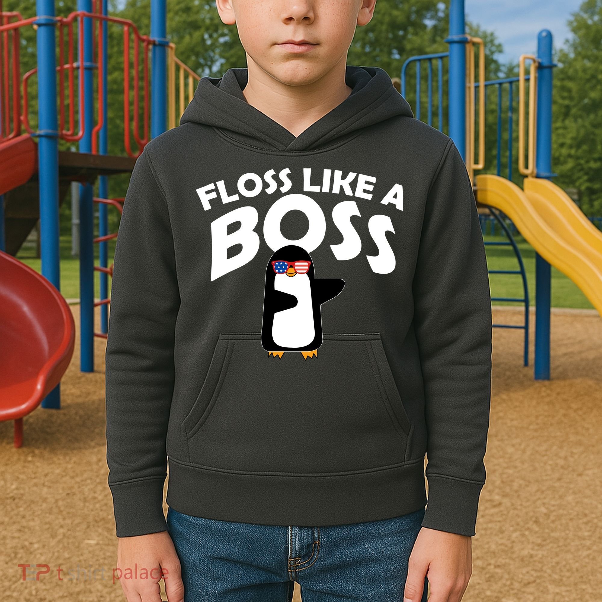 Penguin Floss Like A Boss Kids Hoodie