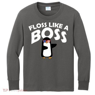 Penguin Floss Like A Boss Kids Long Sleeve Shirt