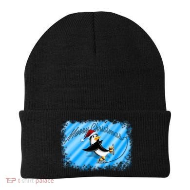Penguin Skating Merry Christmas Beanie