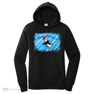 Penguin Skating Merry Christmas Women's Hoodie