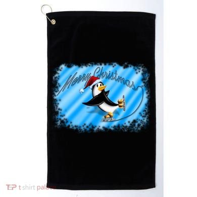 Penguin Skating Merry Christmas Golf Towel