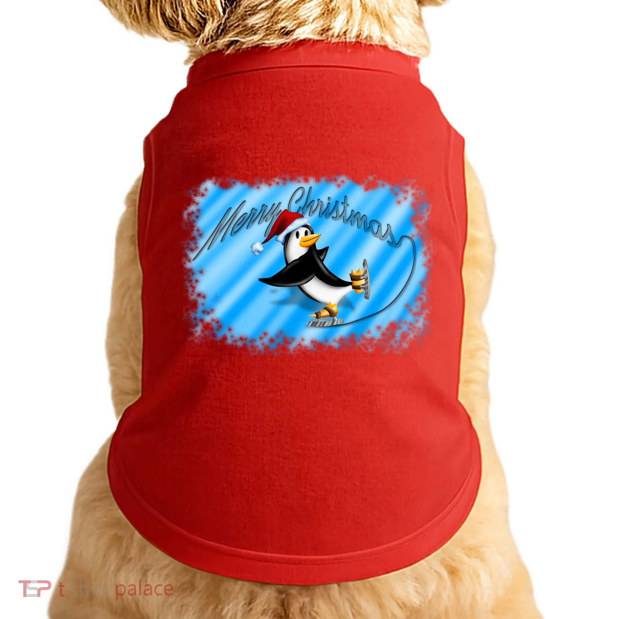 Penguin Skating Merry Christmas Doggie Tank