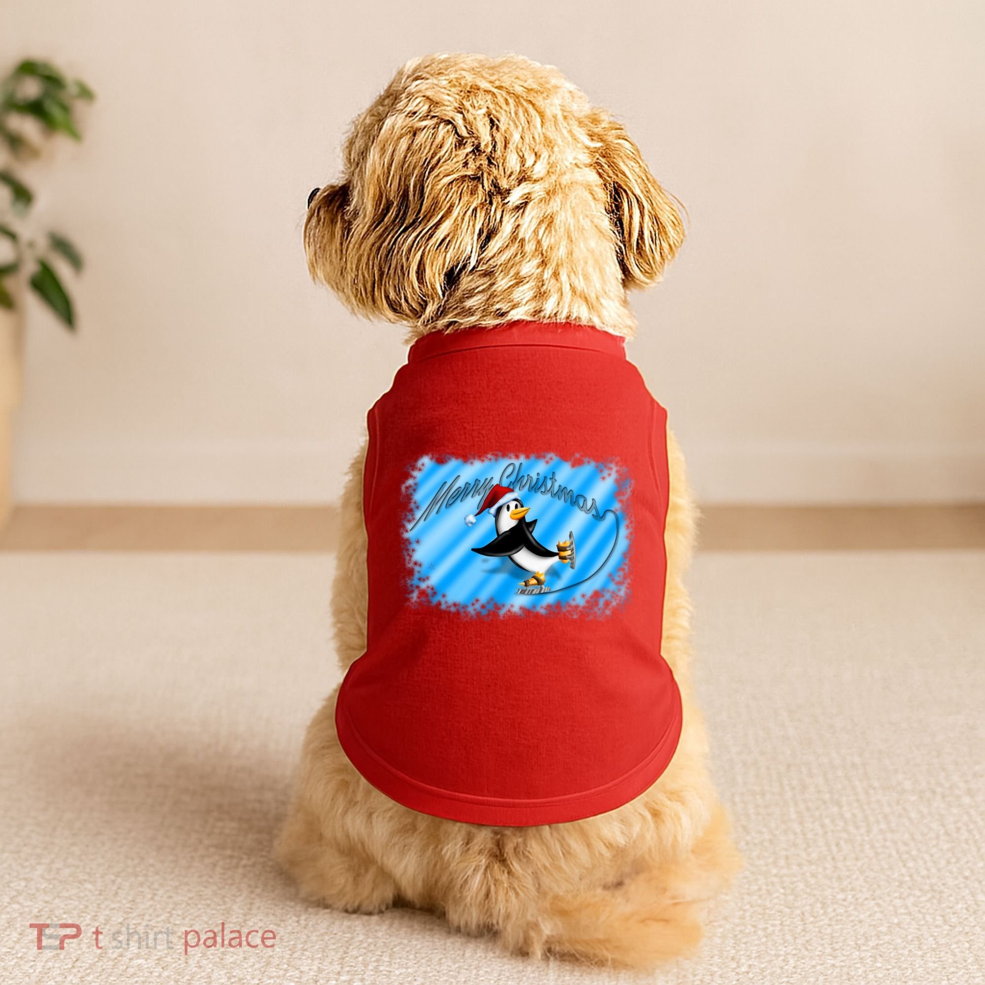 Penguin Skating Merry Christmas Doggie Tank