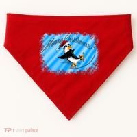 Penguin Skating Merry Christmas USA-Made Doggie Bandana thumb 0