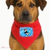 Penguin Skating Merry Christmas USA-Made Doggie Bandana thumb 1