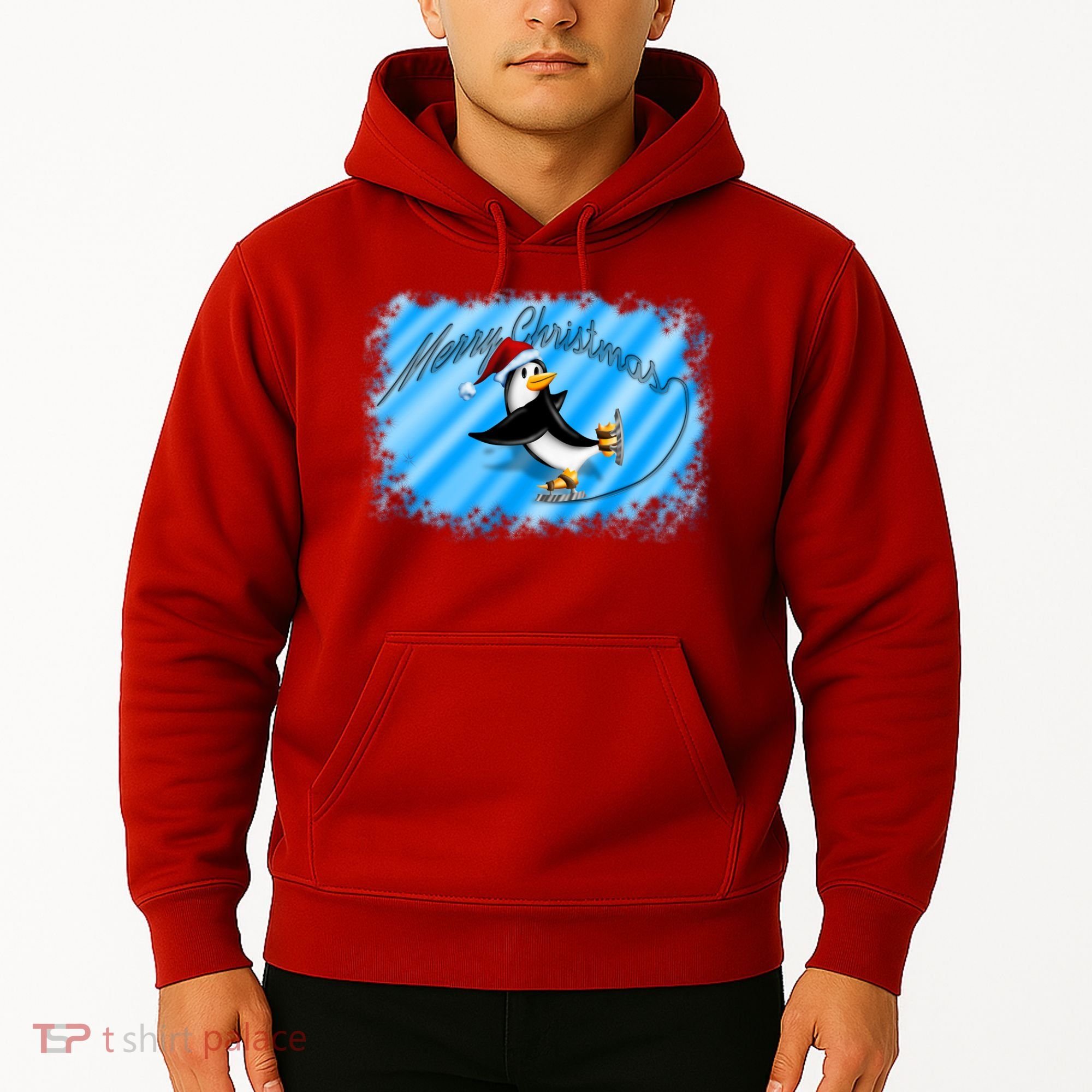 Penguin Skating Merry Christmas Hoodie