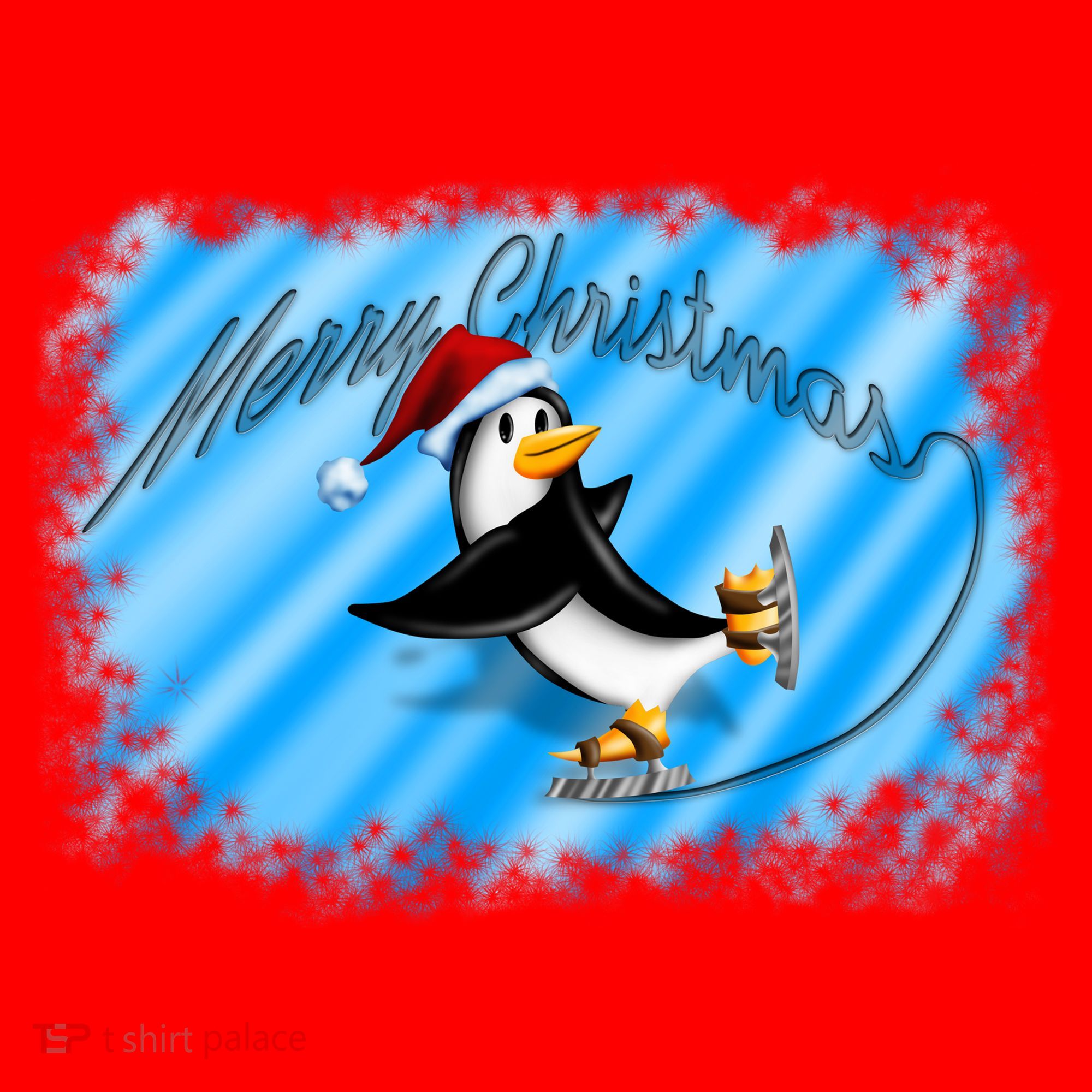 Penguin Skating Merry Christmas Apron