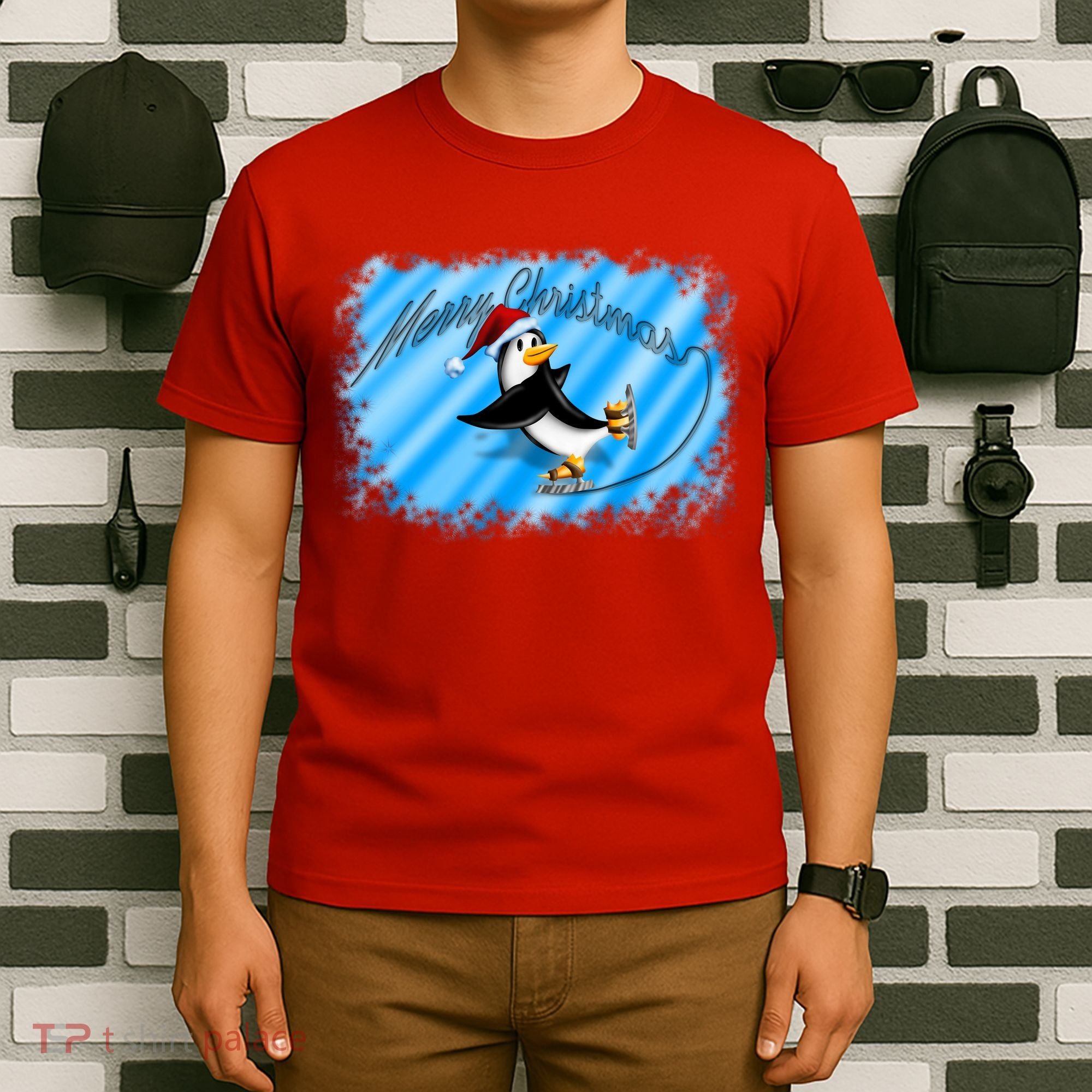 Penguin Skating Merry Christmas T-Shirt