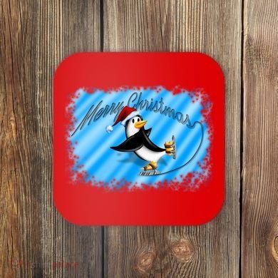 Penguin Skating Merry Christmas Coaster
