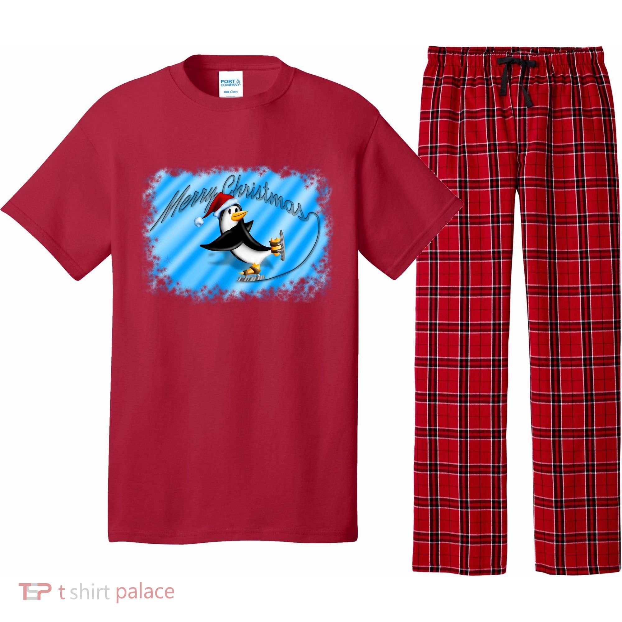 Penguin Skating Merry Christmas Pajama Set