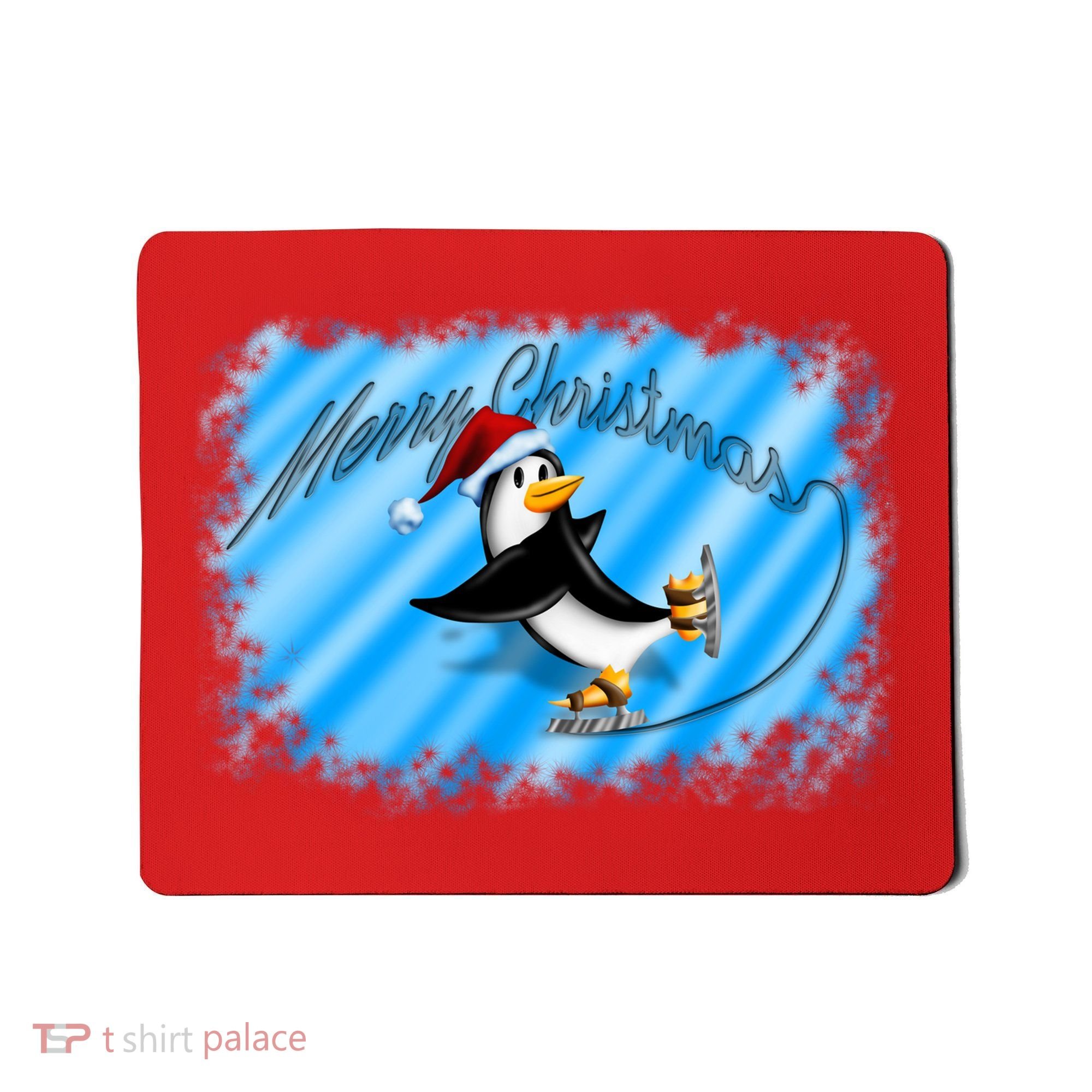 Penguin Skating Merry Christmas Mousepad