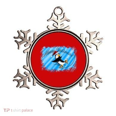 Penguin Skating Merry Christmas Ornament