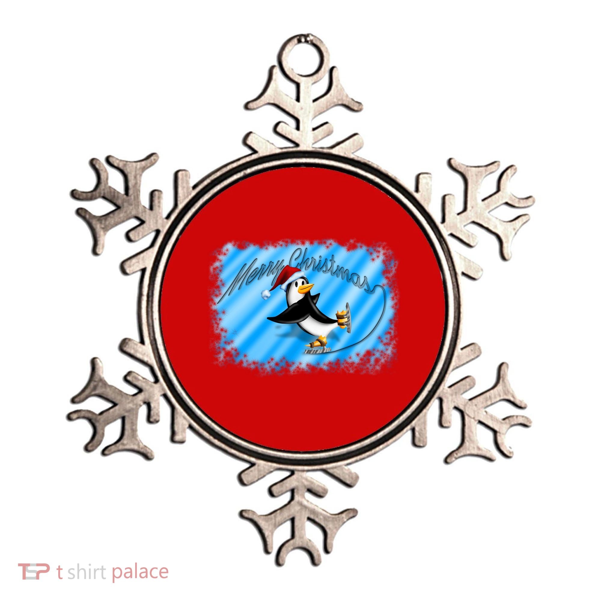 Penguin Skating Merry Christmas Ornament