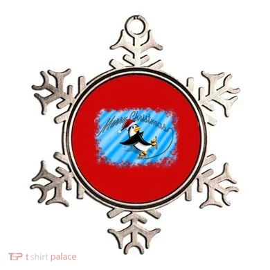 Penguin Skating Merry Christmas Ornament
