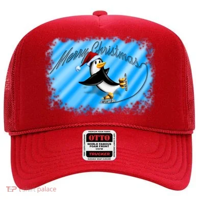 Penguin Skating Merry Christmas Hat