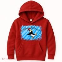 Penguin Skating Merry Christmas Kids Hoodie thumb 0