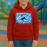 Penguin Skating Merry Christmas Kids Hoodie thumb 3
