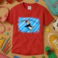 Penguin Skating Merry Christmas Kids T-Shirt thumb 3