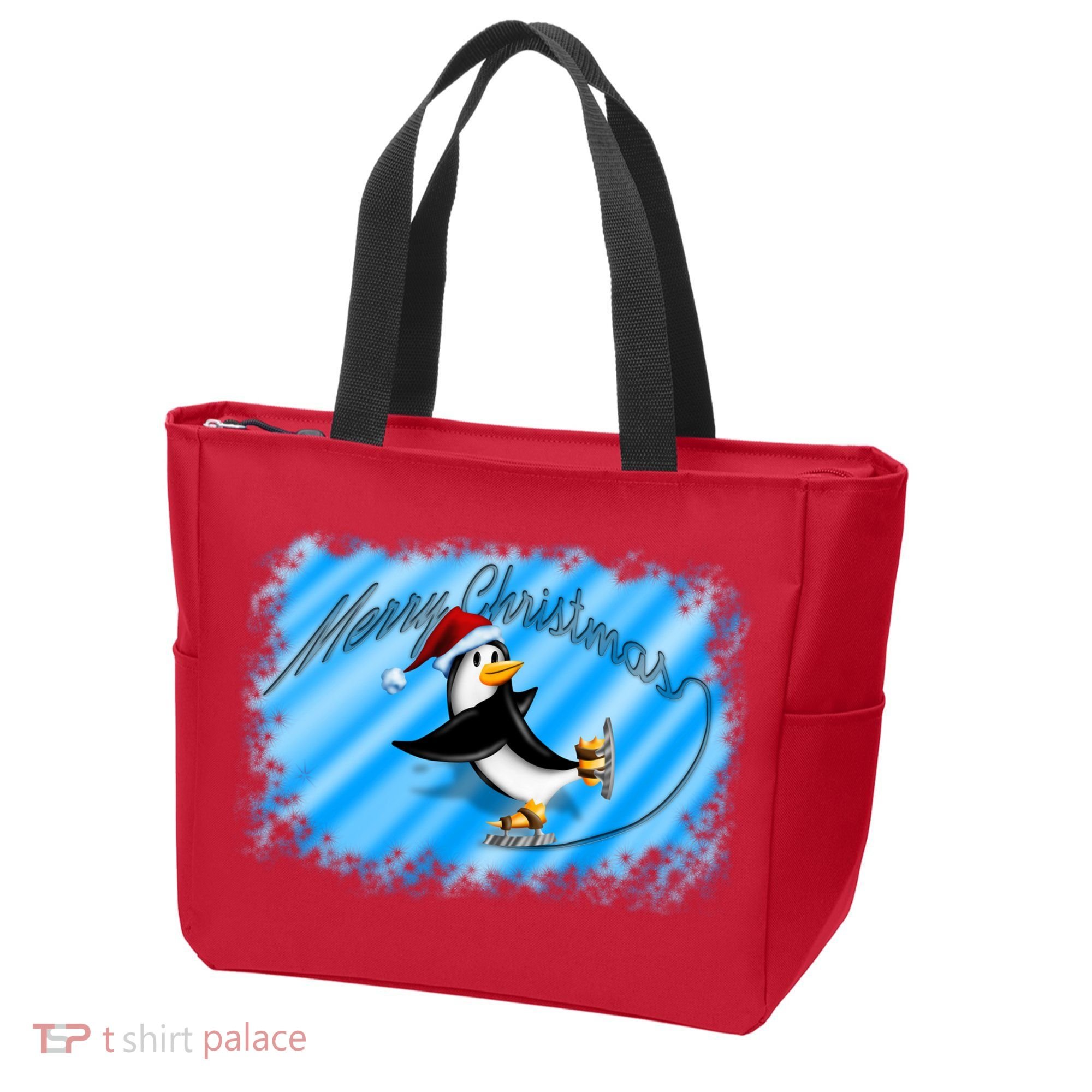 Penguin Skating Merry Christmas Tote Bag