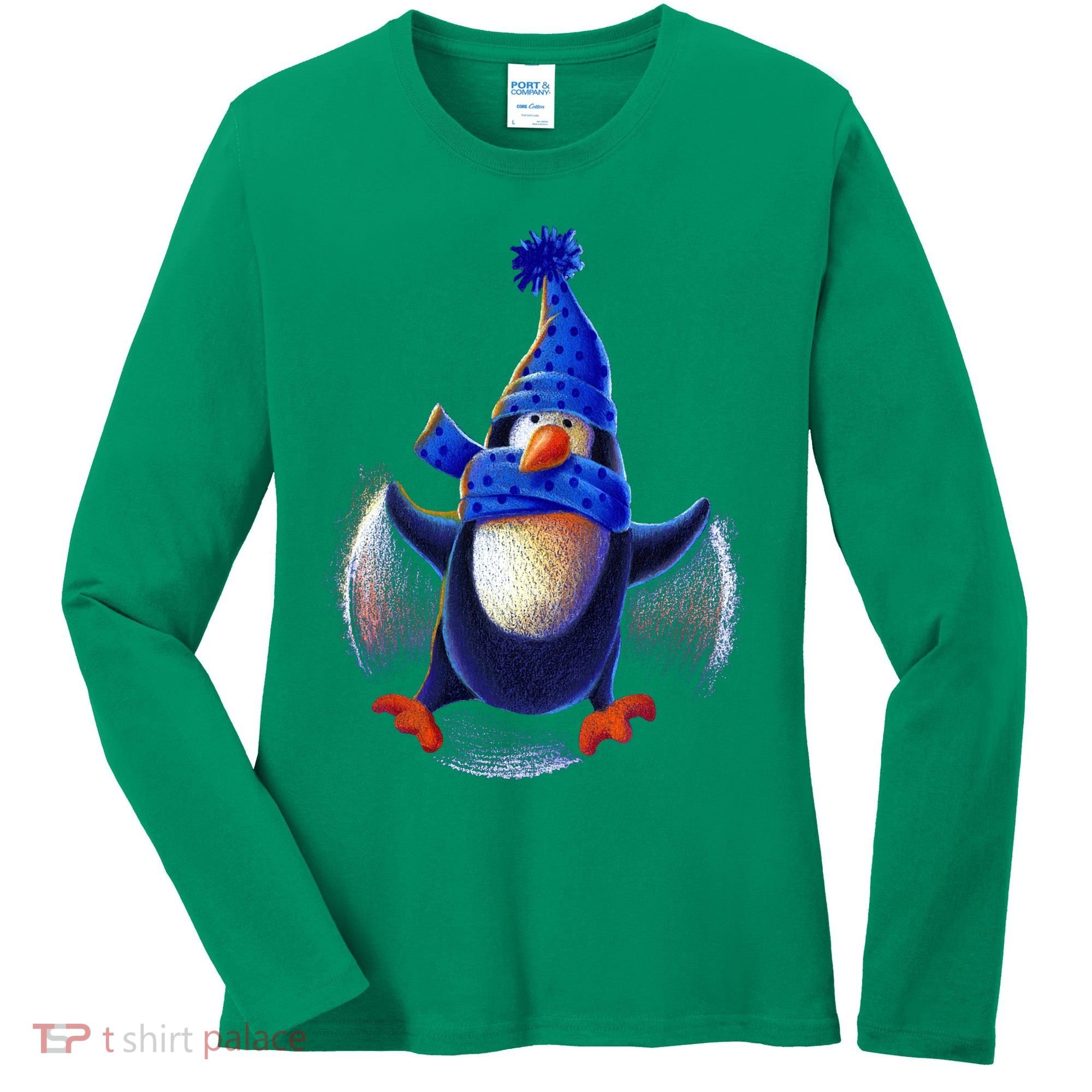 Penguin Snow Angel Women's Long Sleeve Shirt