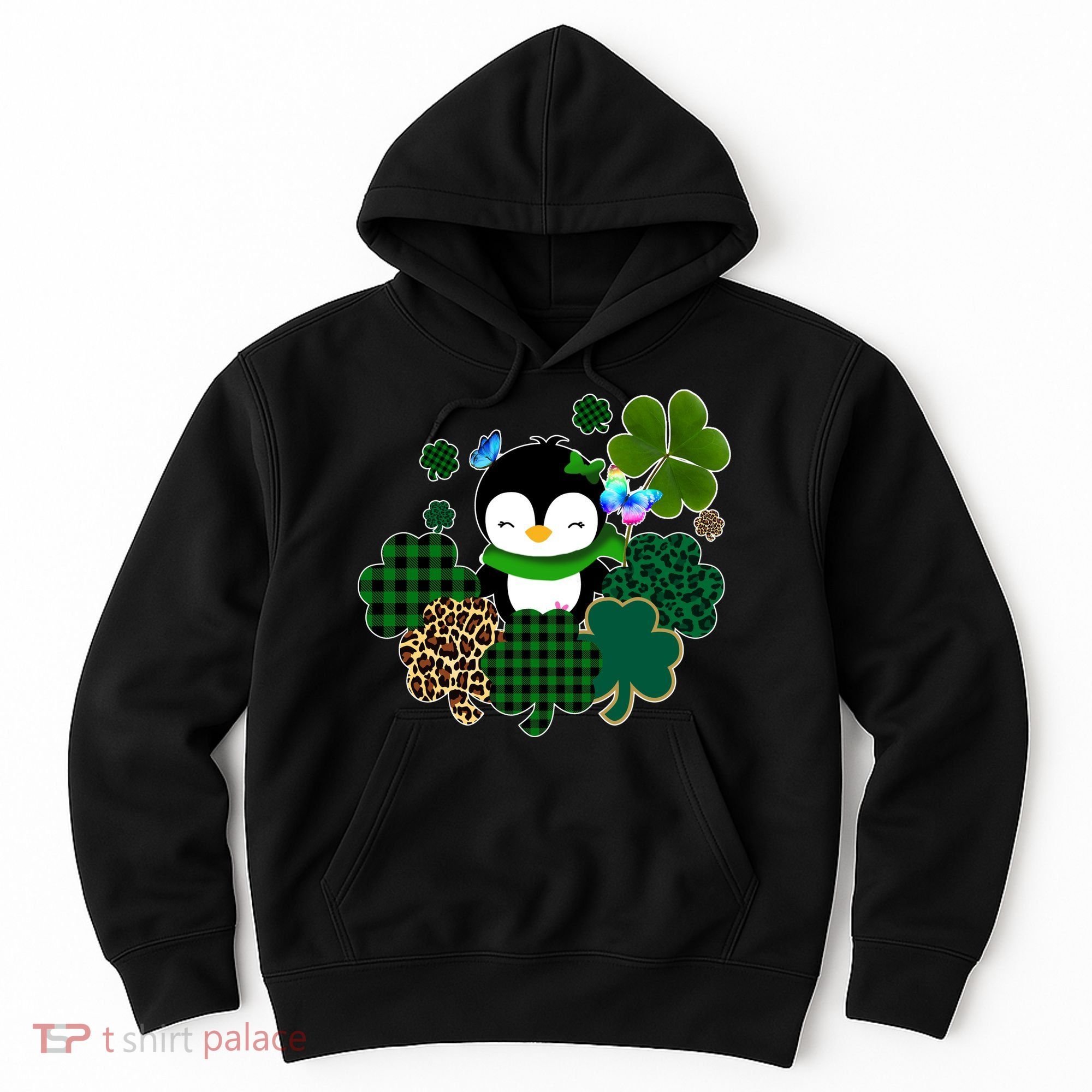 Penguin St Patty's Day Cute Shamrocks  Hoodie