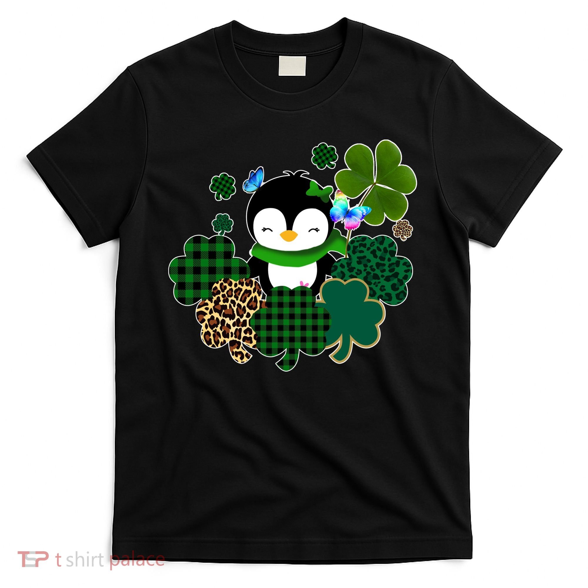 Penguin St Patty's Day Cute Shamrocks  T-Shirt