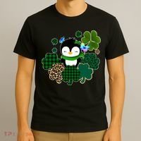 Penguin St Patty's Day Cute Shamrocks  T-Shirt thumb 3