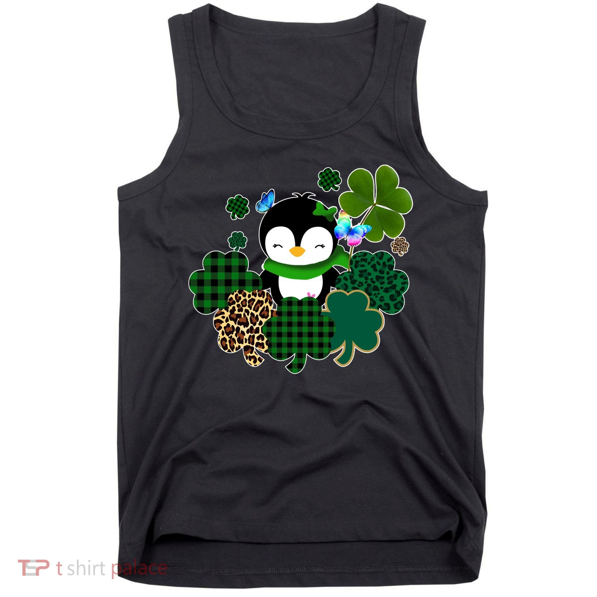Penguin St Patty's Day Cute Shamrocks  Tank Top