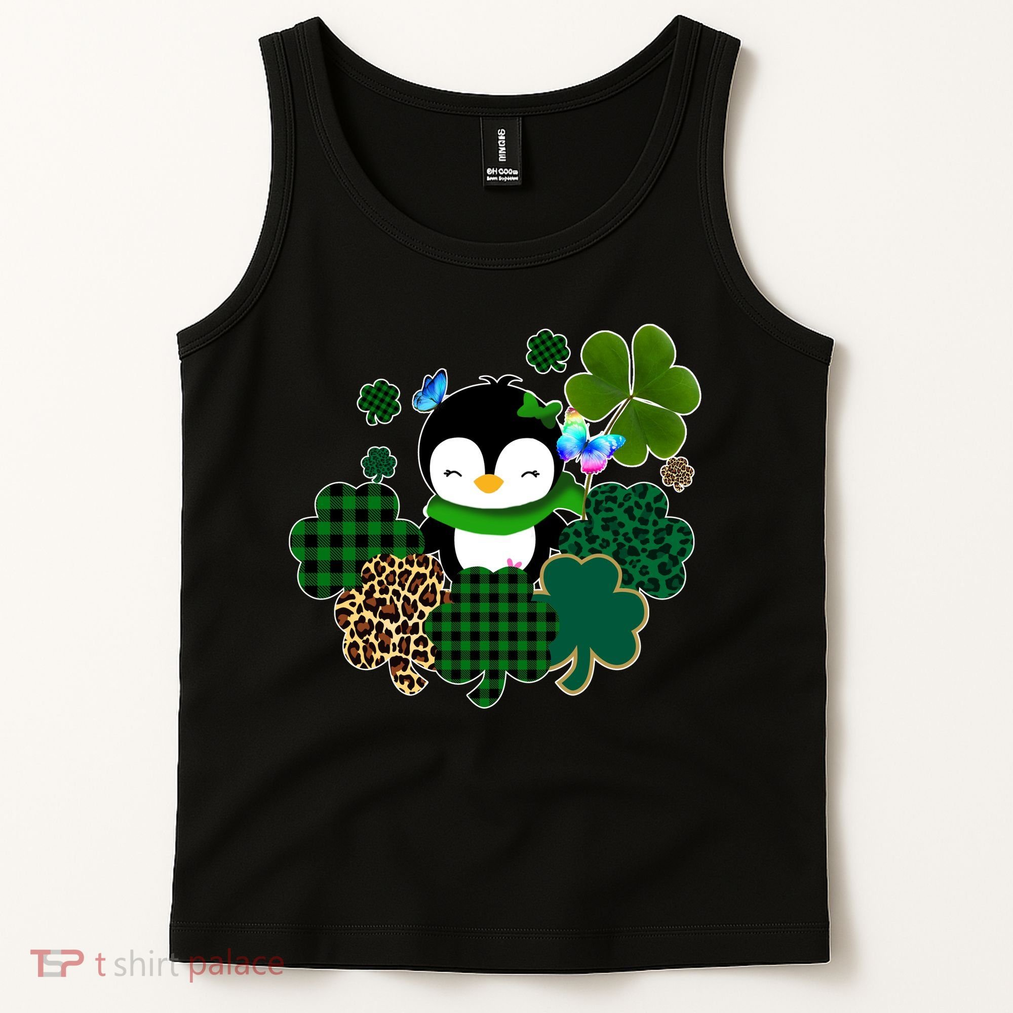 Penguin St Patty's Day Cute Shamrocks  Tank Top