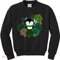Penguin St Patty's Day Cute Shamrocks  Kids Sweatshirt thumb 0