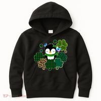 Penguin St Patty's Day Cute Shamrocks  Kids Hoodie thumb 0