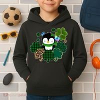 Penguin St Patty's Day Cute Shamrocks  Kids Hoodie thumb 2