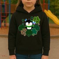 Penguin St Patty's Day Cute Shamrocks  Kids Hoodie thumb 3