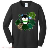 Penguin St Patty's Day Cute Shamrocks  Kids Long Sleeve Shirt thumb 0