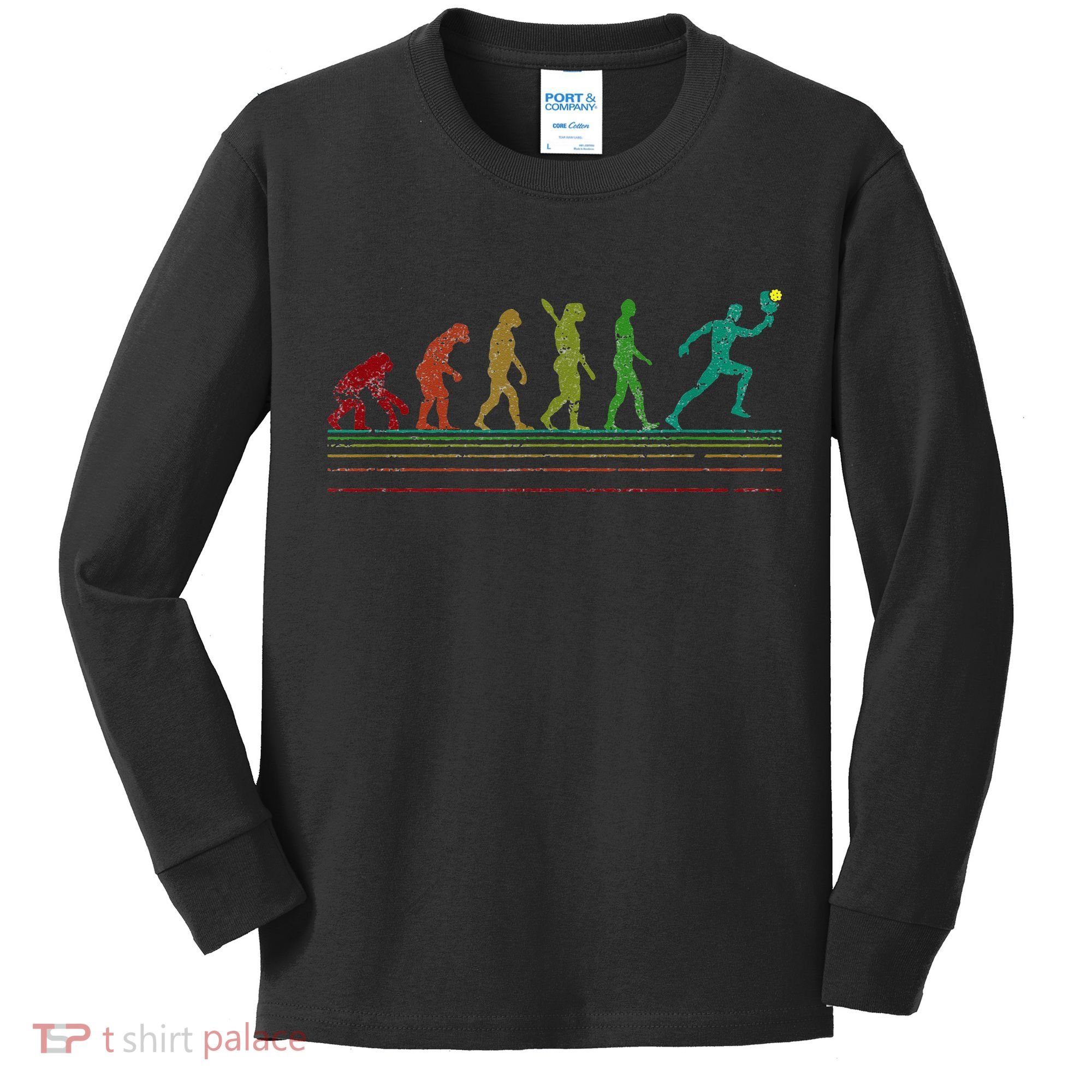 Pickleball Evolution of Man Funny Kids Long Sleeve Shirt