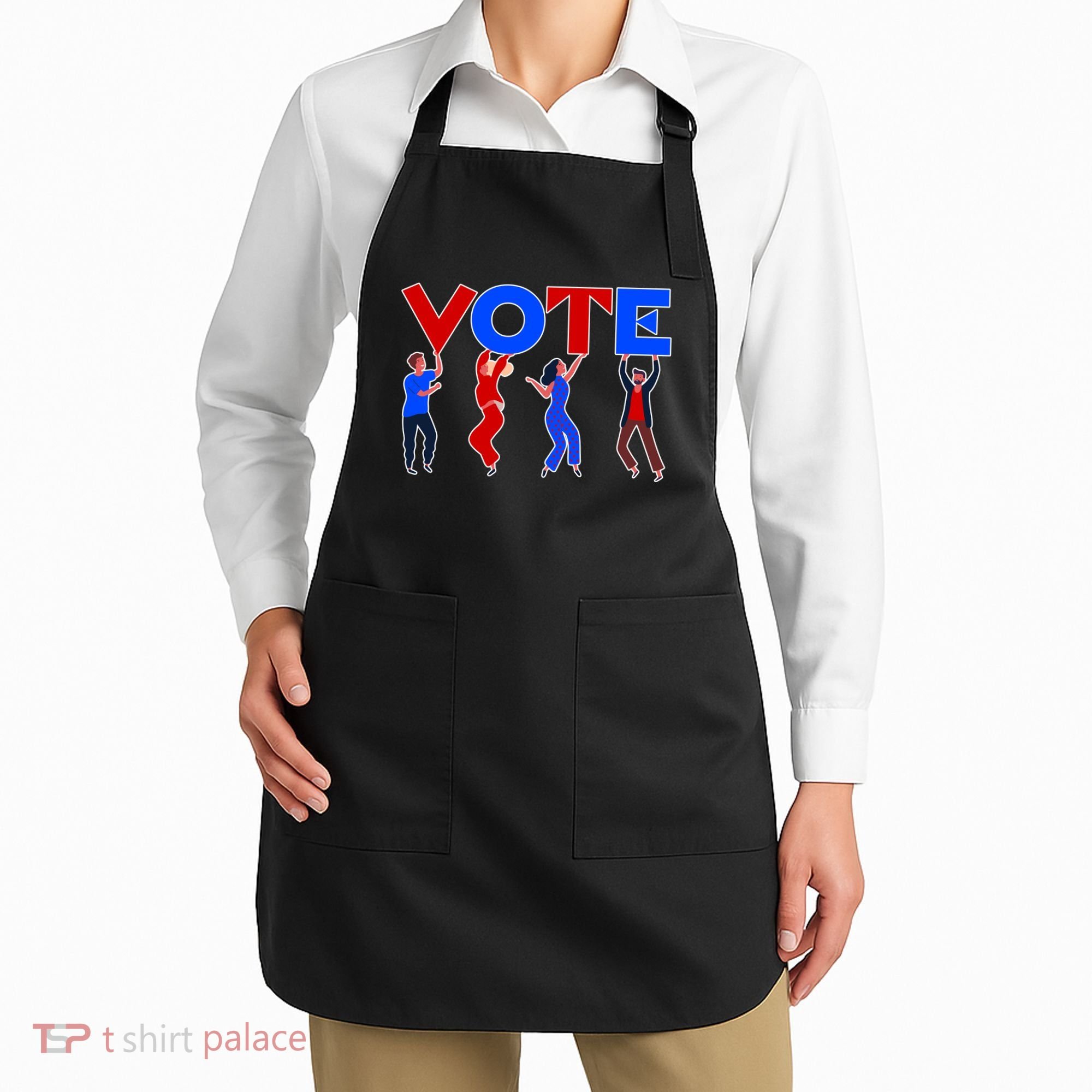People Holding VOTE Letters  Red White Blue Version Apron