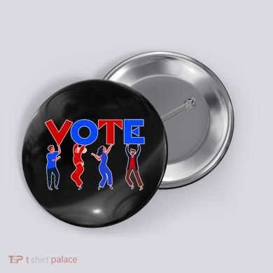People Holding VOTE Letters  Red White Blue Version Button