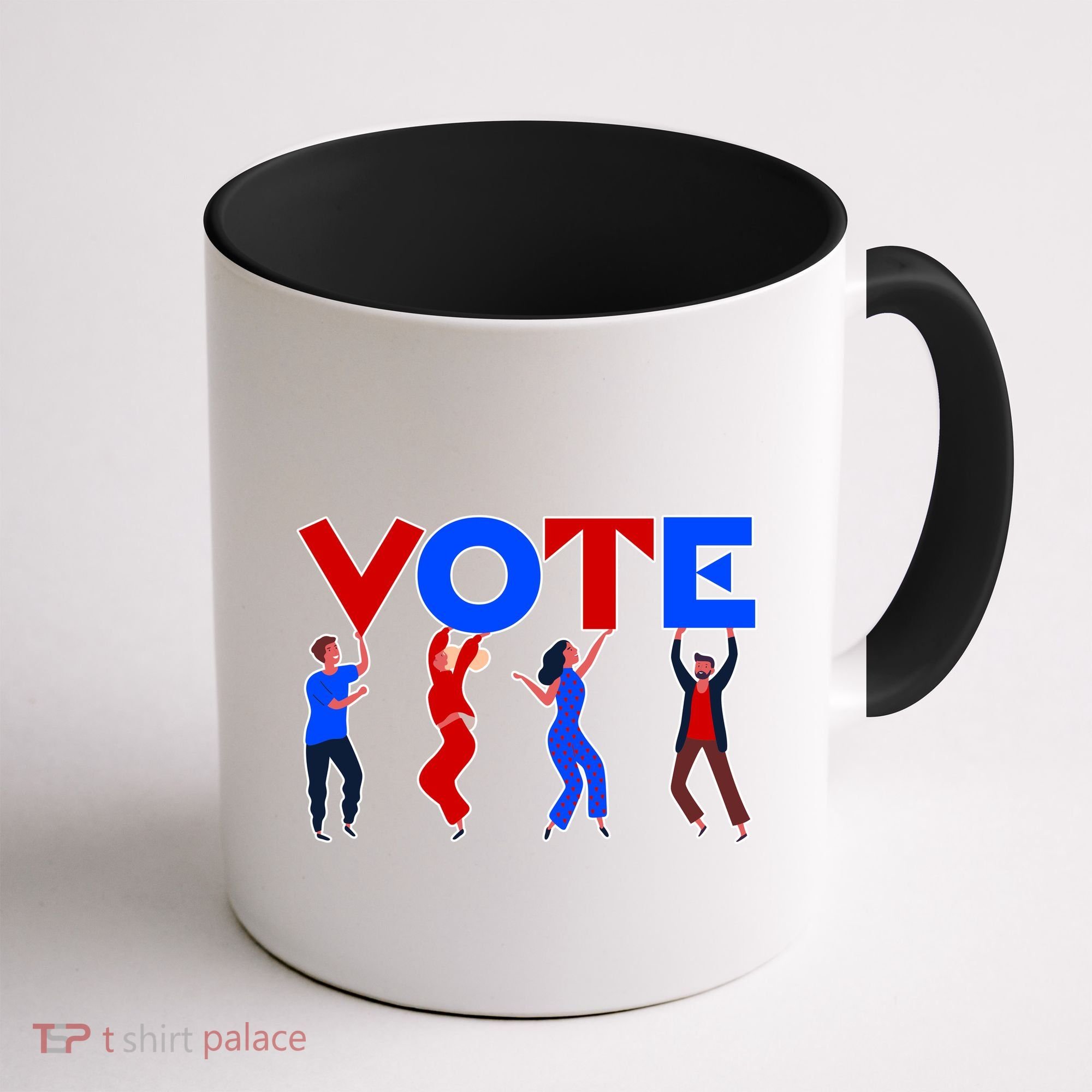 People Holding VOTE Letters  Red White Blue Version Coffee Mug