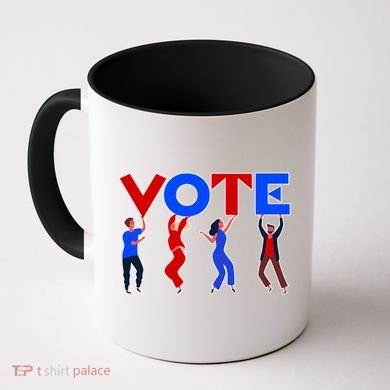 People Holding VOTE Letters  Red White Blue Version Coffee Mug