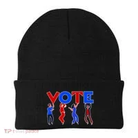 People Holding VOTE Letters  Red White Blue Version Beanie thumb 0