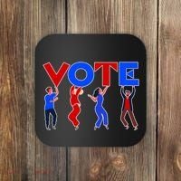 People Holding VOTE Letters  Red White Blue Version Coaster thumb 0