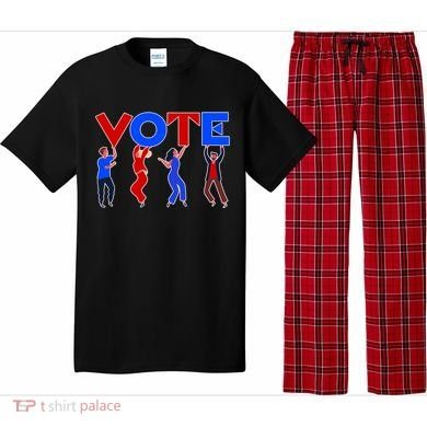 People Holding VOTE Letters  Red White Blue Version Pajama Set