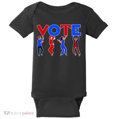 People Holding VOTE Letters  Red White Blue Version Baby Bodysuit