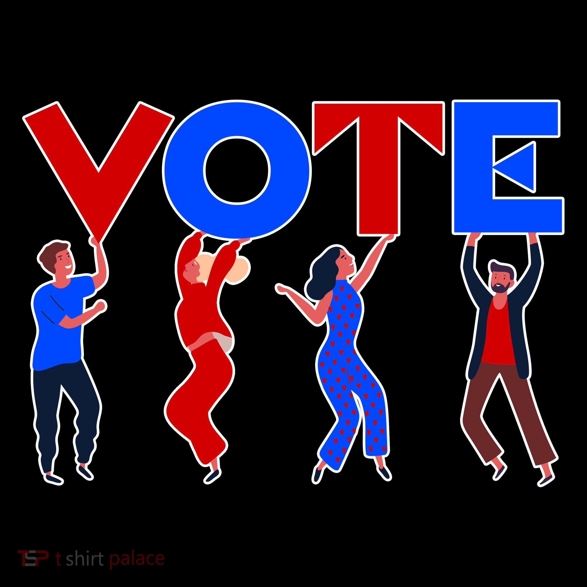 People Holding VOTE Letters  Red White Blue Version Baby Bodysuit