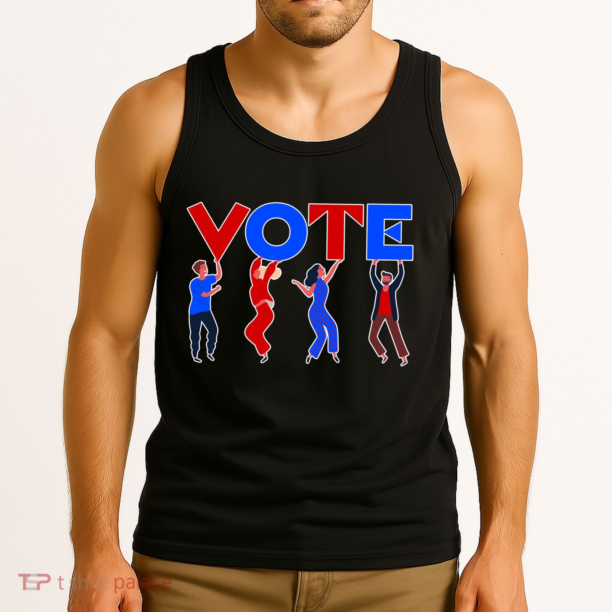 People Holding VOTE Letters  Red White Blue Version Tank Top