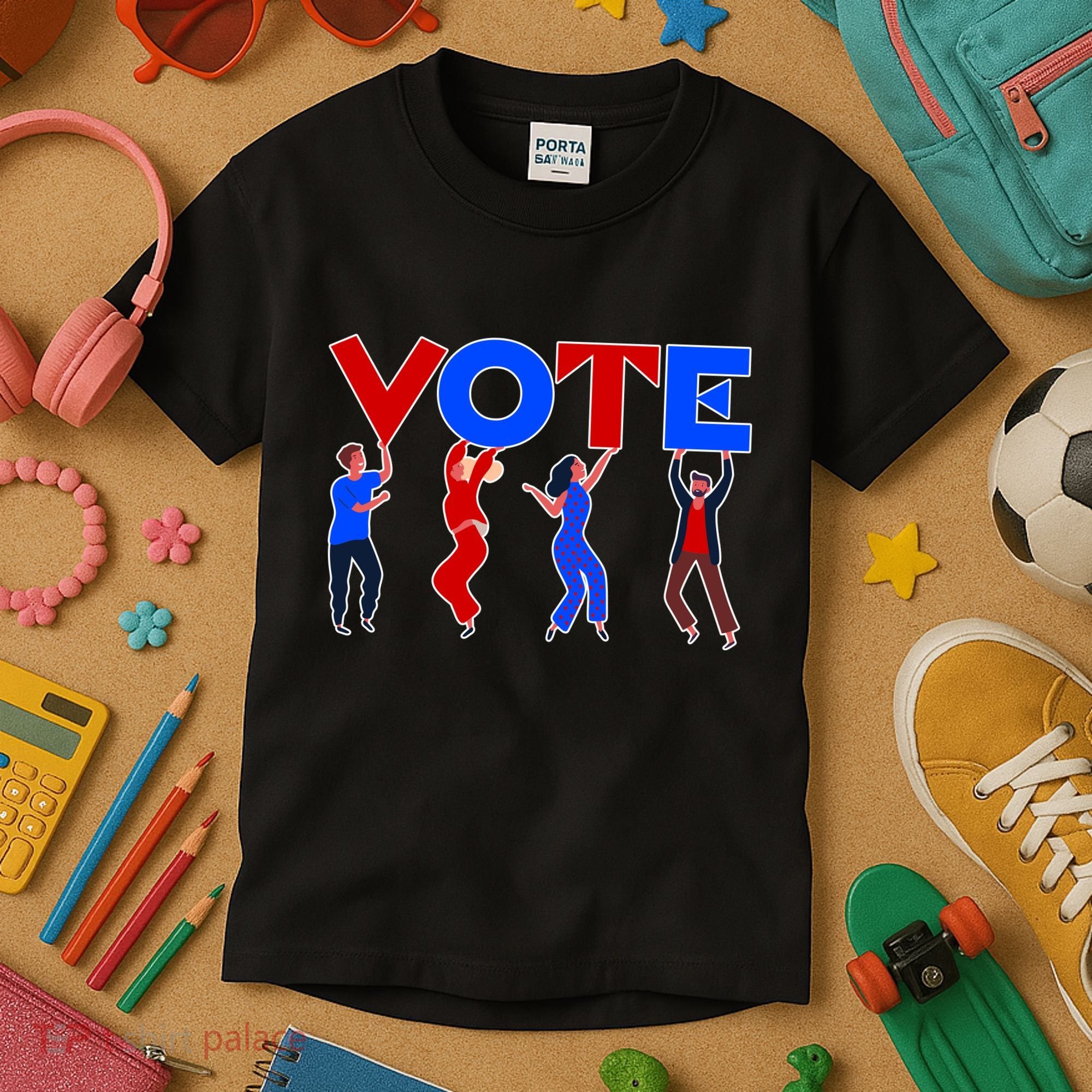 People Holding VOTE Letters  Red White Blue Version Kids T-Shirt