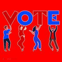 People Holding VOTE Letters  Red White Blue Version Santa Hat thumb 1