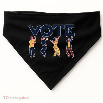 People Holding VOTE Letters Blue And Gold version USA-Made Doggie Bandana