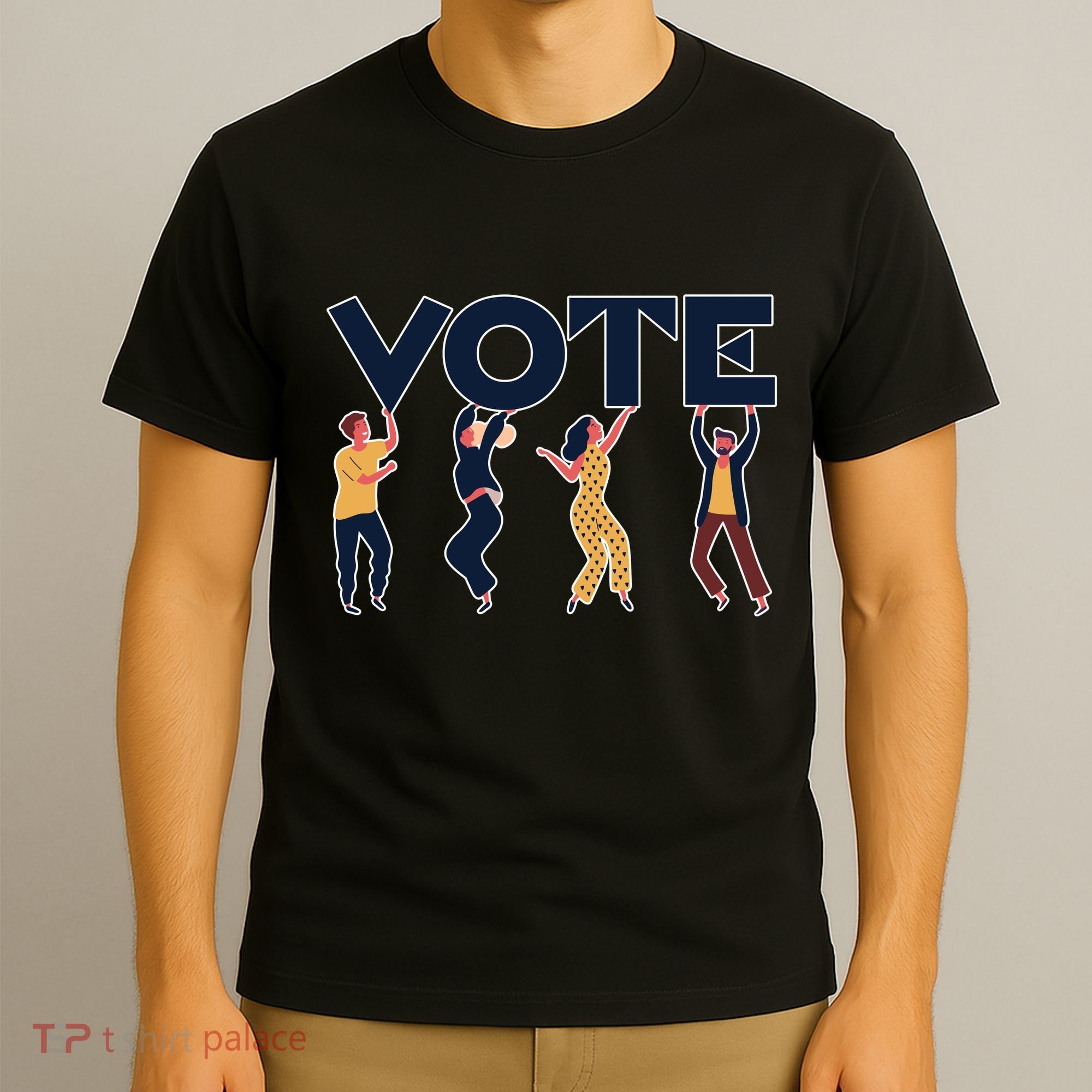 People Holding VOTE Letters Blue And Gold version T-Shirt